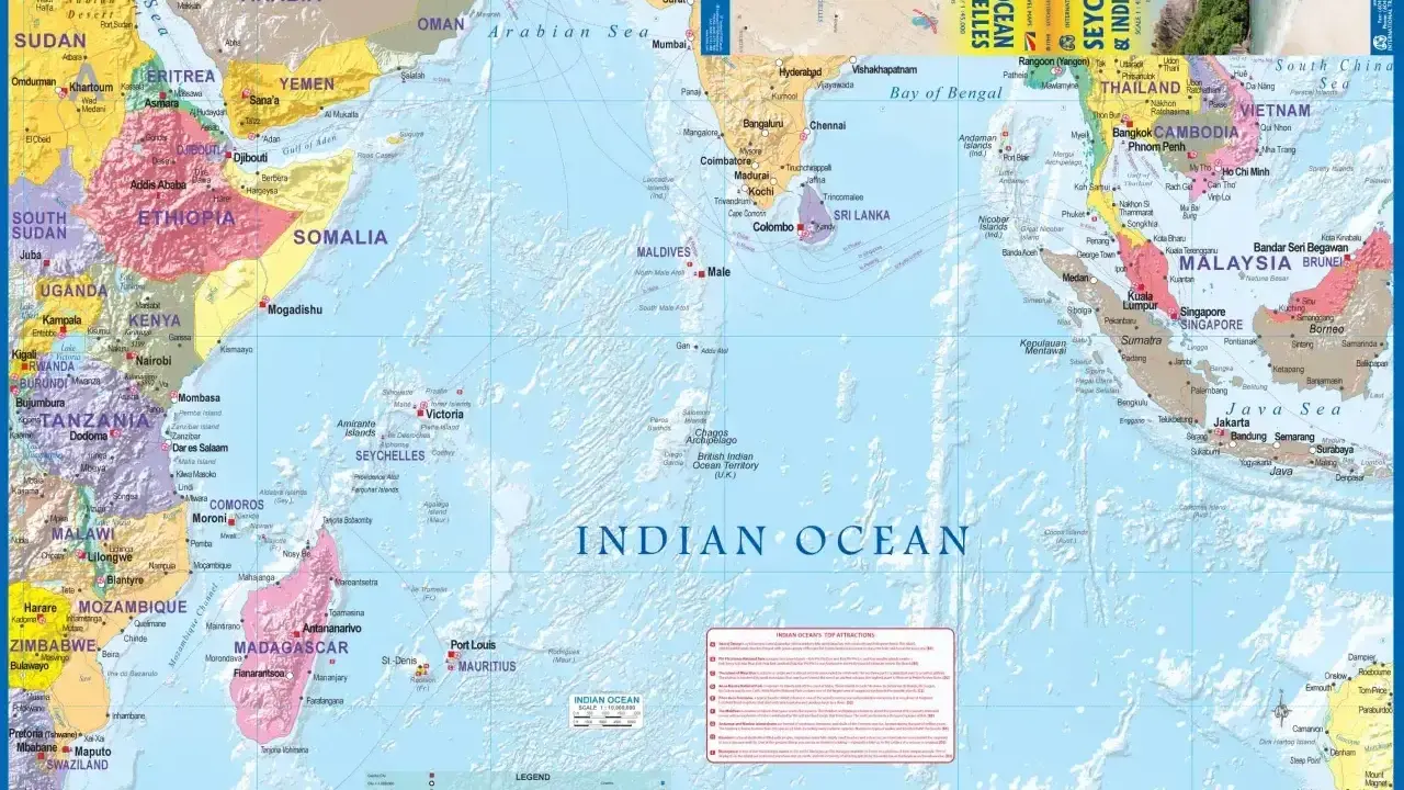 Gdzie leżą Seszele? Na mapie widać je na Oceanie Indyjskim, na północny wschód od Madagaskaru.