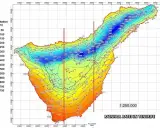 Mapa opadów na Teneryfie, pokazująca gdzie leży teneryfa i jak rozkłada się wilgotność.