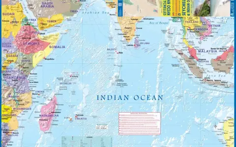Gdzie leżą Seszele? Na mapie widać je na Oceanie Indyjskim, na północny wschód od Madagaskaru.