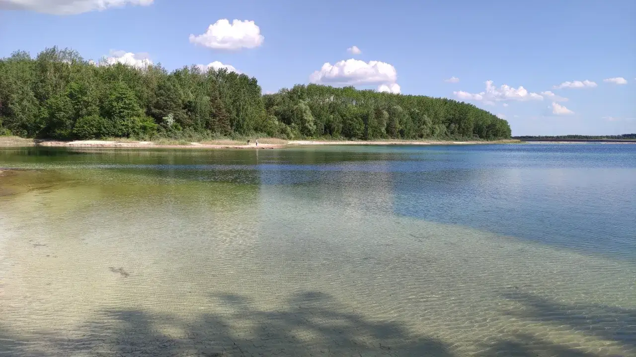 Piękne, turkusowe jezioro z piaszczystym dnem, otoczone lasem. Prawdziwe polskie Malediwy łódzkie.